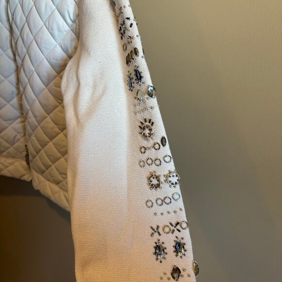 Zenergy By Chico’s Women’s Long Sleeve zip Up Quilted Jacket Size 1 In Ivory - Picture 3 of 4